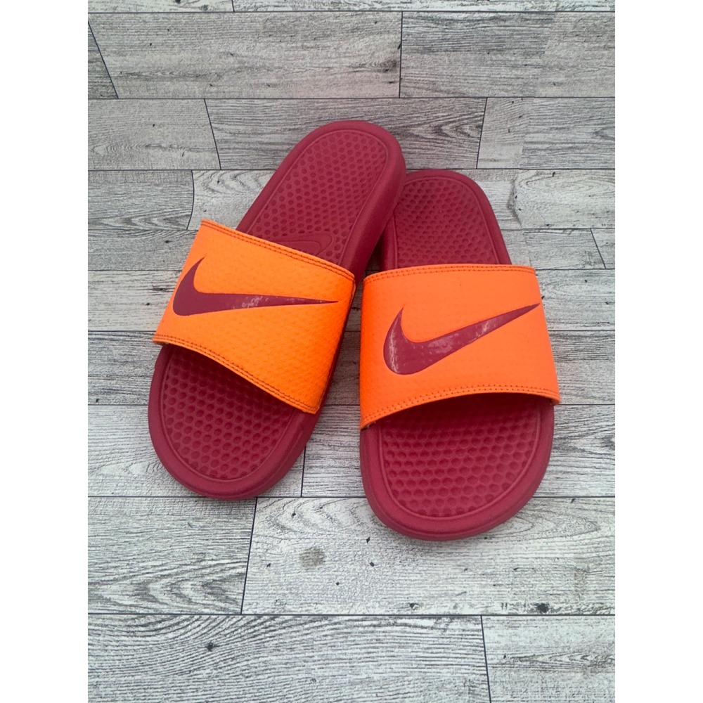Nike Benassi JDI Women Orange Magenta‎ Slides Sandals 312432-866 Size 9